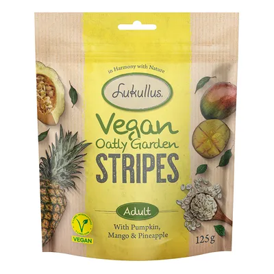 Lukullus Vegan Garden Stripes med pumpa, mango & ananas -  125 g