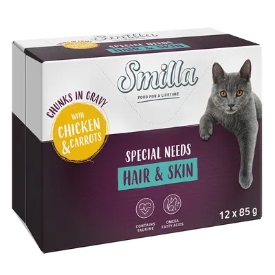 Smilla Hair & Skin Bocconcini con verdure 12 x 85 g umido gatto - Pollo & Carote