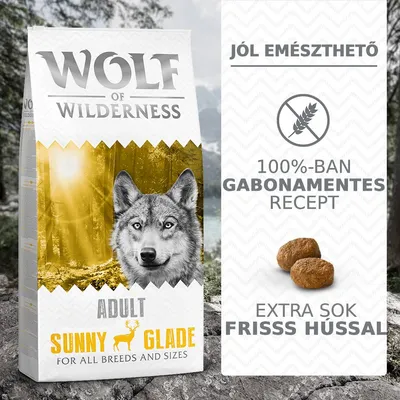 Wolf of Wilderness ADULT SUNNY GLADE kutyatáp csomagolás, jól emészthető, 100%-ban gabonamentes recept, extra sok friss hússal feliratokkal Wolf of Wilderness ADULT SUNNY GLADE kutyatáp csomagolás, jól emészthető, 100%-ban gabonamentes recept, extra sok friss hússal feliratokkal