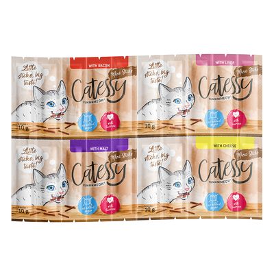 Catessy Mini-Sticks смесена опаковка 20 x 2 г с 4 вкуса (бекон, черен дроб, малц, сирене)