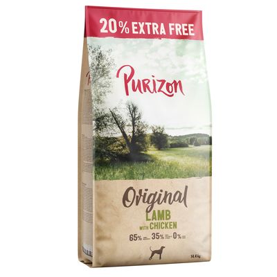 12 kg + 2,4 kg kaupan päälle! 14,4 kg Purizon-koiranruoka - lammas ja kana