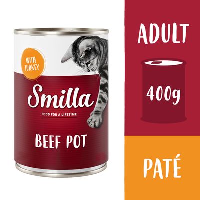 Smilla Delizie al Manzo 6 x 400 g Alimento umido per gatti Manzo con Tacchino