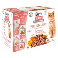 Brit Care Cat Fillets in Salsa Pacco misto 12 x 85 g Umido per gatti - Mix: Tacchino & Salmone,  Pollo, Anatra, Salmone