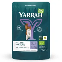 Yarrah Bio Filetes en salsa 14 x 85 g en bolsitas para gatos - Con pavo ecológico
