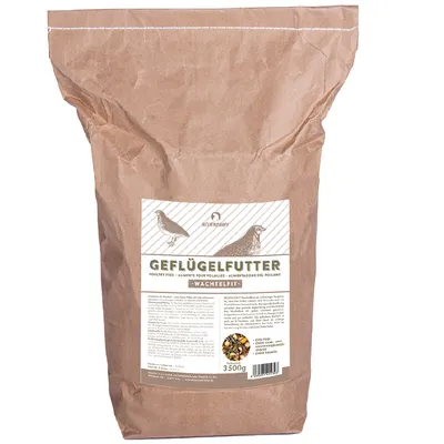 Neukendorfs Geflügelfutter Wachtelfit, 3500g. Braune Verpackung mit Abbildung von Wachteln und detaillierter Produktbeschreibung.
