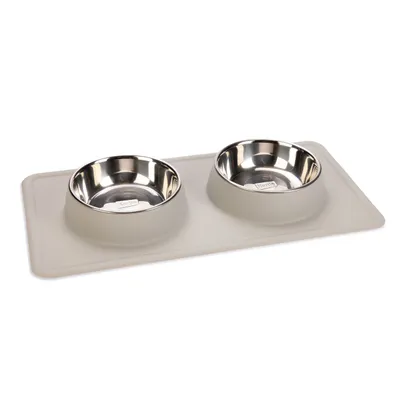 Karlie Diner Set Silicone Dex - 2 X 350 ml, Ø 14 cm Svetlosivá