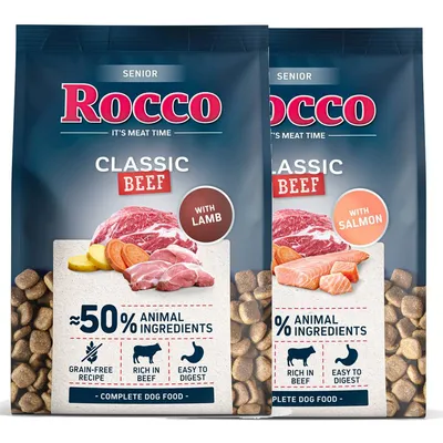 Rocco Classic vegyes próbacsomag - 2 x 1 kg Senior: marha & bárány + marha & lazac