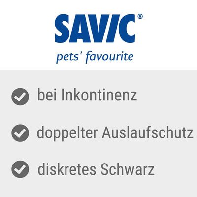 Savic pets' favourite. Eigenschaften: bei Inkontinenz, doppelter Auslaufschutz, diskretes Schwarz.
