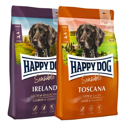 Blandat ekonomipack: 2 x 12,5 kg Happy Dog Supreme - Blandpack: Toscana + Ireland