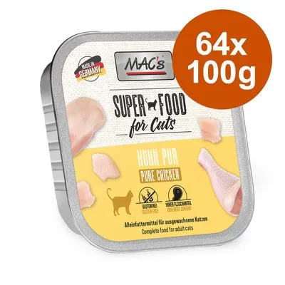 Sparpack: MAC's Cat kattfoder portionsform 64 x 100 g - Anka, kalkon & kyckling