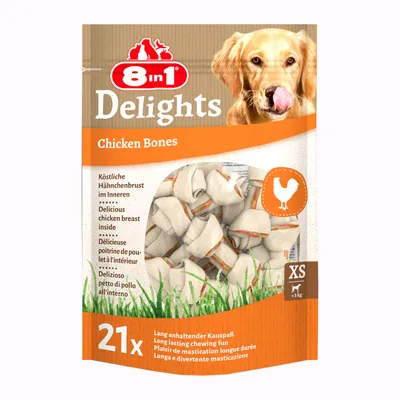 8in1 Delights kosti za žvečenje piščanec  - XS, 252 g (21 kosov)