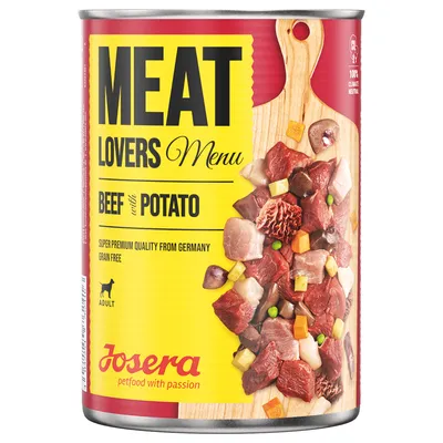 Josera Meat Lovers Menu, говядина с картофелем. Супер премиум качество из Германии, без зерна. Для взрослых собак. 100% климатически нейтрально.