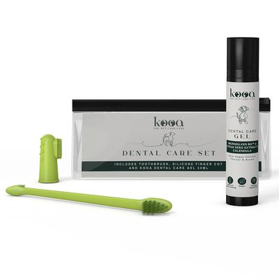 kooa Dental Care Set Toothbrush, Silicone Finger Cot, Vegan Tooth Gel (50ml)