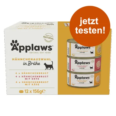 Applaws Natural Cat Food, Hähnchenauswahl in Brühe. 12 x 156g: 4x Hähnchenbrust, 4x Hähnchenbrust mit Ente, 4x Hähnchenbrust mit Käse. Jetzt testen!