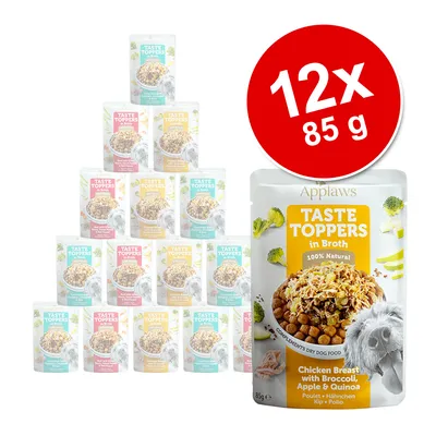 Applaws Taste Toppers v juhi, 12x 85g, piščančje prsi z brokolijem, jabolkom in kvinojo. 100% naravna dopolnilna hrana za pse.