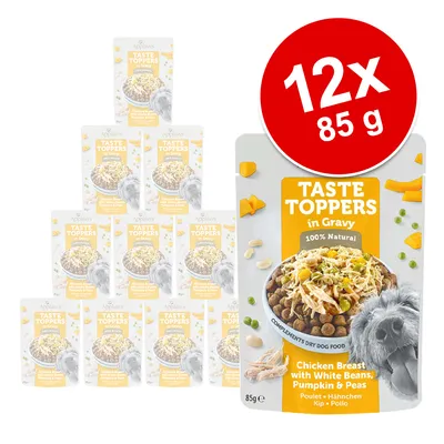 Applaws Taste Toppers in Gravy, 12x85g, Hähnchenbrust mit weißen Bohnen, Kürbis und Erbsen, 100% natürlich. Großes rotes Label: 12x 85g. Applaws Taste Toppers in Gravy, 12x85g, Hähnchenbrust mit weißen Bohnen, Kürbis und Erbsen, 100% natürlich. Großes rotes Label: 12x 85g.