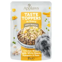 Applaws Taste Toppers szószban 12 x 85 g - Csirke, borsó, tök & fehér bab