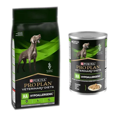 PURINA PRO PLAN Veterinary Diets Dry Dog Food + 400g Wet Dog Food Free! * - Canine HA Hypoallergenic (11kg) + HA Hypoallergenic Mousse (400g)