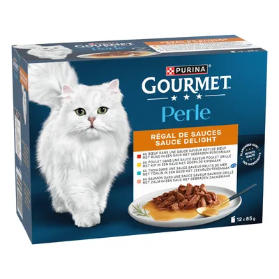 Ekonomipack: Gourmet Perle blandat urval 24 x 85 g - Delight i sås (4 sorter)