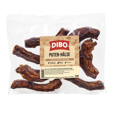 DIBO Turkey Necks, fine delicacy for dogs, supports dental health, rich in calcium, protein-rich, 250g pouch.
