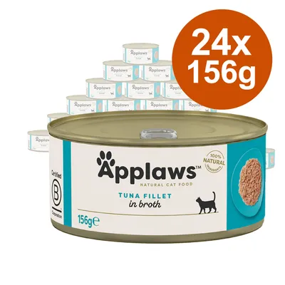Applaws Natural Cat Food, tuňákové filety ve vývaru, 24x156g. Certifikováno B Corporation, 100% přírodní složky.