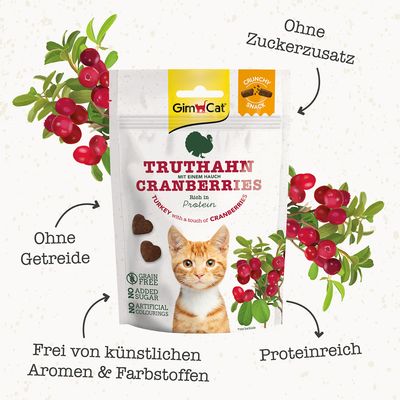 GimCat Crunchy Snacks - Sparpaket: Truthahn mit Cranberrys (3 x 50 g)