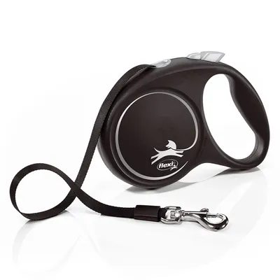 flexi Black Design -nauhatalutin musta, 5 m  - M: max 25 kg