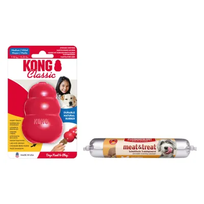 KONG Classic M juguete + Fleischeslust meat & treat con ave 80 g ¡gratis! - KONG Classic M (8,5 cm) + Fleischeslust meat & treat con ave (80 g) KONG Classic M juguete + Fleischeslust meat & treat con ave 80 g ¡gratis! - KONG Classic M (8,5 cm) + Fleischeslust meat & treat con ave (80 g)
