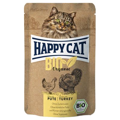 Sparpaket Happy Cat Bio Pouch 24 x 85 g Bio-Huhn & Bio-Pute