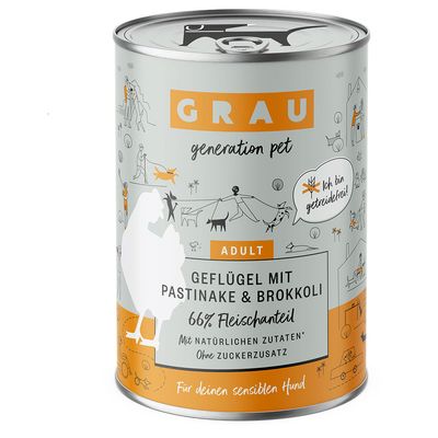 Boîtes GRAU 6 x 400 g pour chien Volaille avec panais & brocoli