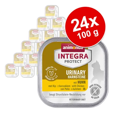 animonda INTEGRA PROTECT URINARY HARNSTEINE s piletinom, 24x100 g, bez žitarica, za kontrolu urinarnih kamenaca, vidljiv natpis: urinary pH ≤4,5