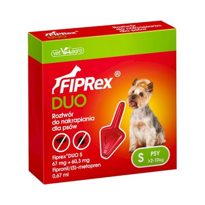 Fiprex DUO Spot-on dla psów S: 2-10 kg (1 pipeta x 0,67 ml)