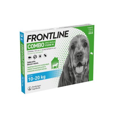 Frontline Combo Spot-on dla psów M: 10-20 kg (3 pipety x 1,34 ml)
