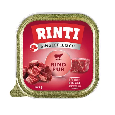 RINTI Singlefleisch Beef Pure, 150g, grain-free, single protein.