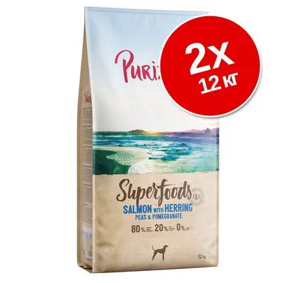 Икономична опаковка Purizon Superfoods 2 х 12 кг - говеждо с пиле, грах и ябълки