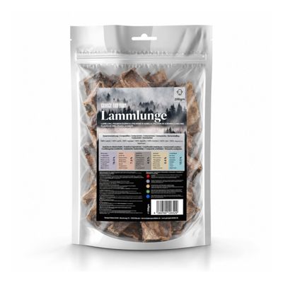 Collagen Sticks, 200 g. Sammansättning: 100 % nötkött. Analys: Protein 72 %, fuktighet 10 %. Utfodringsrekommendation och näringsvärden finns på baksidan.