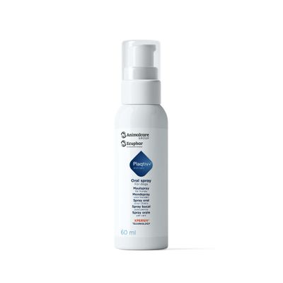 Recommended dental care for dogs by veterinarians. Maintains healthy teeth and gums in dogs of all breeds and sizes. Plaqtiv+ oral care with XPERSIV.