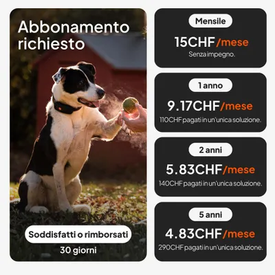 Abonnement requis. 15 CHF par mois, 1 an 9,17 CHF/mois (110 CHF), 2 ans 5,83 CHF/mois (140 CHF), 5 ans 4,83 CHF/mois (290 CHF). Garantie de remboursement de 30 jours.