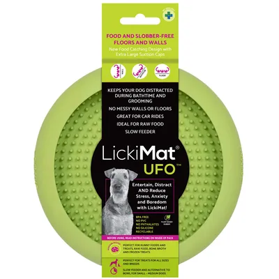 LickiMat UFO. BPA-frei, kein PVC, keine Phthalate, kein Silikon, recycelbar. Für flüssige und feste Leckerlis, langsame Fütterung, stressreduzierend. LickiMat UFO. BPA-frei, kein PVC, keine Phthalate, kein Silikon, recycelbar. Für flüssige und feste Leckerlis, langsame Fütterung, stressreduzierend.