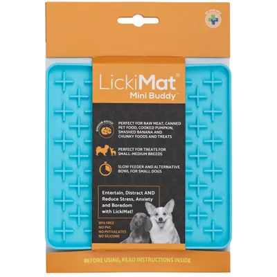 LickiMat Mini Buddy, BPA-frei, kein PVC, keine Phthalate, keine Silikone. Für kleine bis mittelgroße Hunde als langsamer Futterspender und Alternative zu Futternapf.