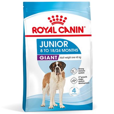 Royal Canin Giant Junior 8 to 18/24 Months, Adult weight over 45 kg, Strong immune system, 2nd growth phase: muscle development, 4-stage.
