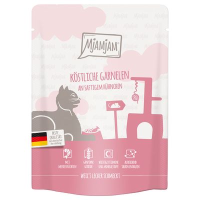 MjAMjAM 6 x 300 g pour chat délicieuses crevettes & poulet juteux