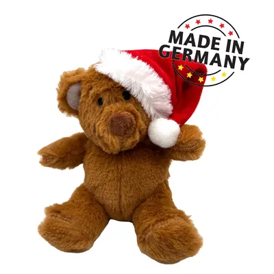 Aumüller Weihnachtsteddy mit Nikolausmütze - L 15,5 x B 12 x H 5 cm