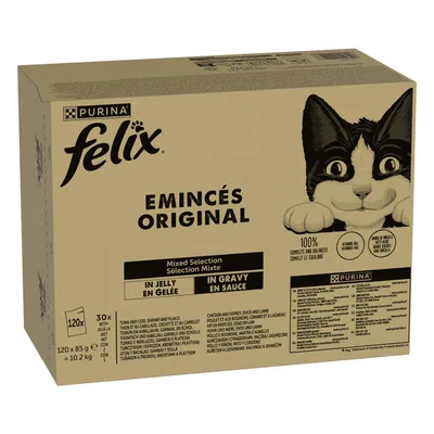 Pachet Jumbo Felix Classic Pliculețe 120 x 85 g - Mix de Carne și pește (4 sortimente) Pachet Jumbo Felix Classic Pliculețe 120 x 85 g - Mix de Carne și pește (4 sortimente)