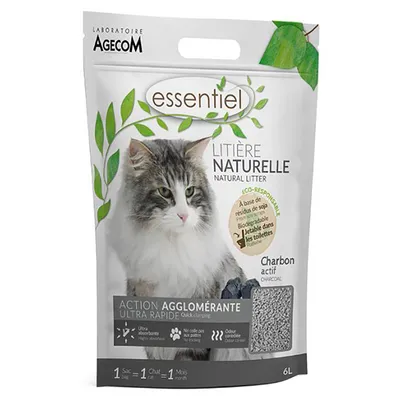 Naturlig kattsand Essentiel Aktivt kol för katter - 2 x 6 L