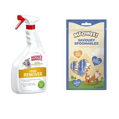 Nature's Miracle Bio-Enzymatic Formula plet- og lugtfjerner. Fjerner pletter og lugte fra tæpper, møbler og hårde gulve. Sikker for kæledyr og hjem.