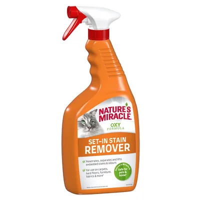 Nature's Miracle Oxy Formula Set-In Stain Remover. Tar bort ingrodda fläckar och lukter. Passar för mattor, hårda golv, möbler och textilier. Säker för husdjur och hem.