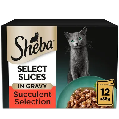 Sheba Pouches Select Slices in Gravy Multibuy 96 x 85g - Succulent Collection in Gravy