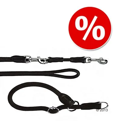 HUNTER Freestyle-set: Halsband + hondenriem, zwart - Halsband Maat: Max. 45 cm + Lengte 200 cm