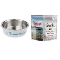 TIAKI Dog Accessory + 100g Purizon Dog Treat Free! * - Stainless Steel Bowl - "In The Mood For Food" (450ml 14cm diameter) + Grain-Free Mix (100g)
